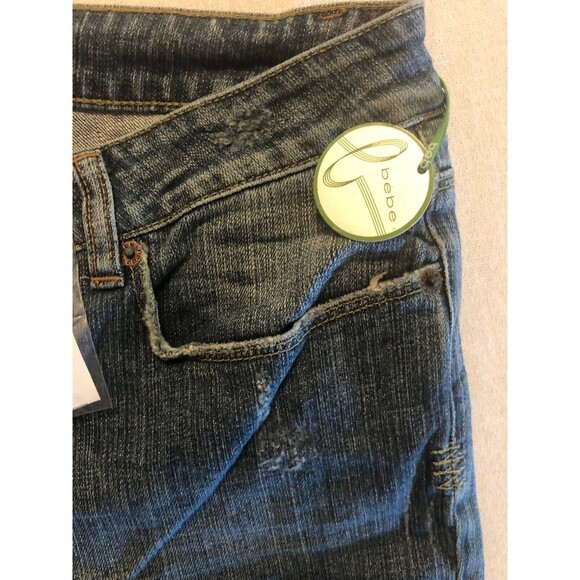 Bebe Women's Jeans Sophie Bootcut Rhinestones Distressed Size 31 X 34 NWT - Picture 6 of 10